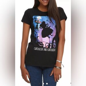 Disney Alice In Wonderland graphic tee T-Shirt black tee curiouser Cheshire Cat